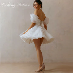 White Bridesmaid Dresses: Wedding Dresses Lace Up Puffy Puff Sleeves