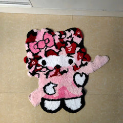 Cartoon Anime Pink Soft Tufted Rug 3D Irregular Plush Kawaii Girls Bedroom Bedside