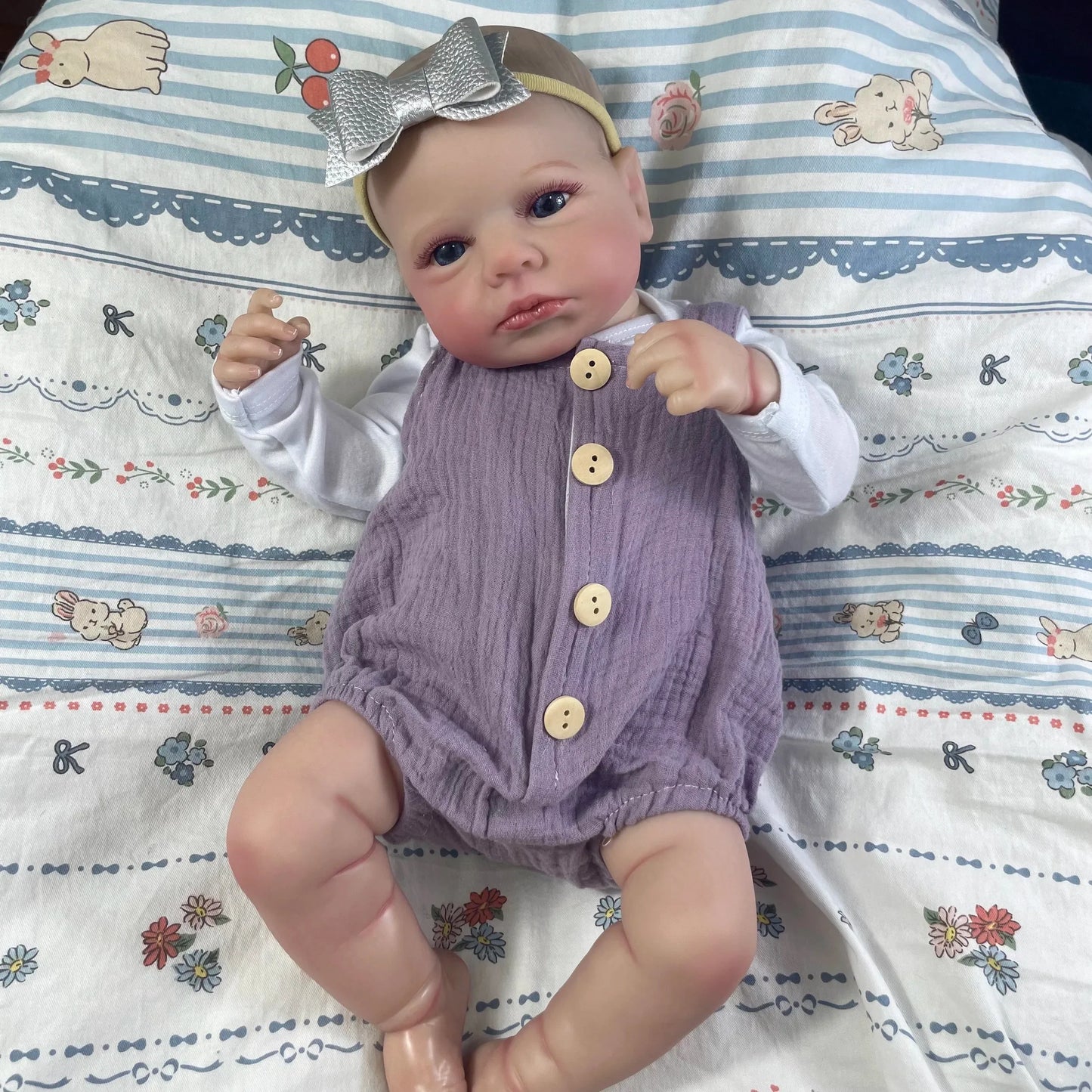 50CM Adorable Reborn Baby Dolls LouLou Twins Girl Lifelike Silicone Vinyl Newborn 3D Skin Handmade Toy Christmas Gift