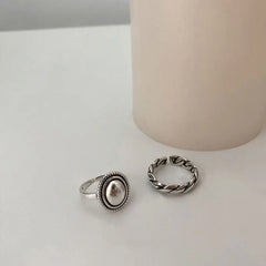 925 Sterling Silver Rings Couples Accessories INS Fashion Vintage Twist Design Round