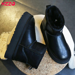Women Ankle Platform Snow Boots Waterproof Genuine Leather
