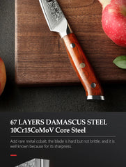 3.5'' Inch Paring Kitchen Knife Handmade Damascus Steel Rosewood Handle