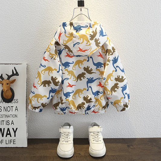 Kids Jacket Outerwear Dinosaurs Pattern Boys Coats Long Sleeve Kids Coat