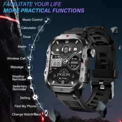 KESHUYOU Outdoor Sports Smart Watch 2.01 inch HD Screen LED Flashlight Bluetooth Talking Smart Watch for Men Women Holiday Gifts