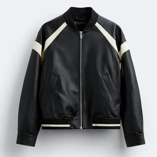 Men's Leather Jacket Coat American Baseball Suit Stitching Leather Jacket