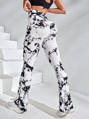Women's Seamless Tie Dye Flared Leggings High Waisted Tummy Control Workout