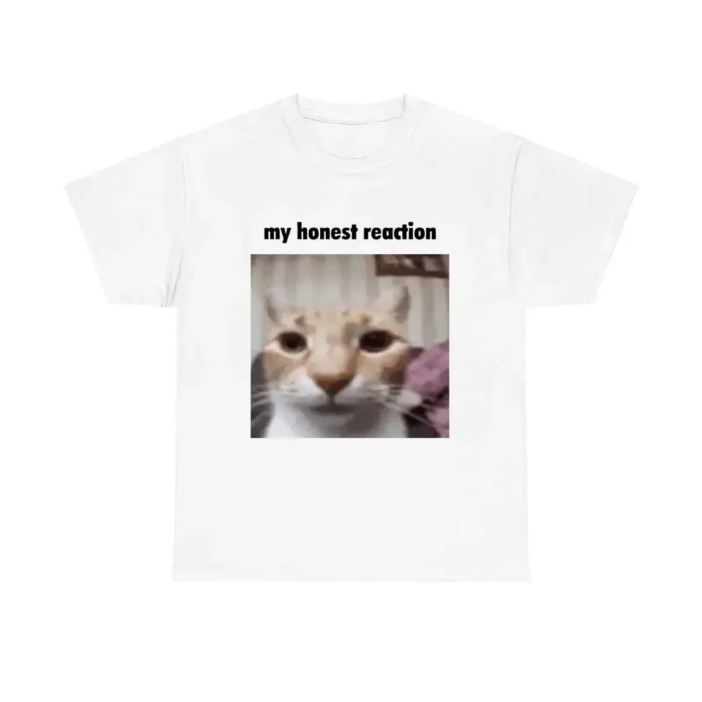 My Honest Reaction T-shirts Funny Cat Printed TShirts Women Casual Short Sleeve Tees Woman's Joke Humor Summer Clothing