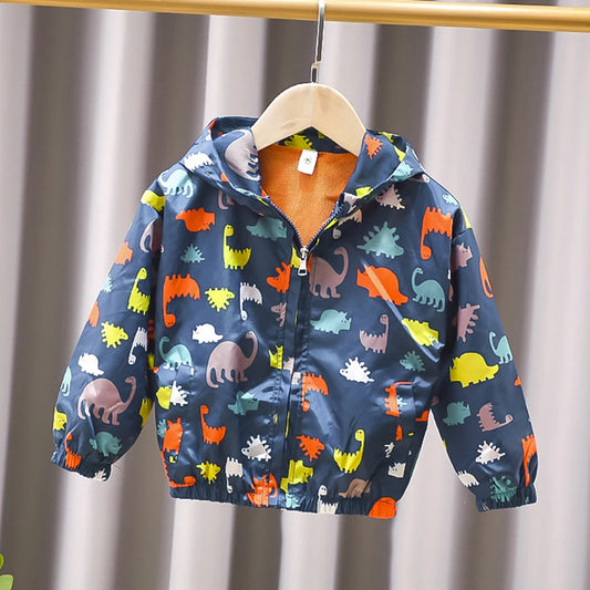 Kids Jacket Outerwear Long Sleeve Boy Coats Kids Dinosaurs Pattern Jacket