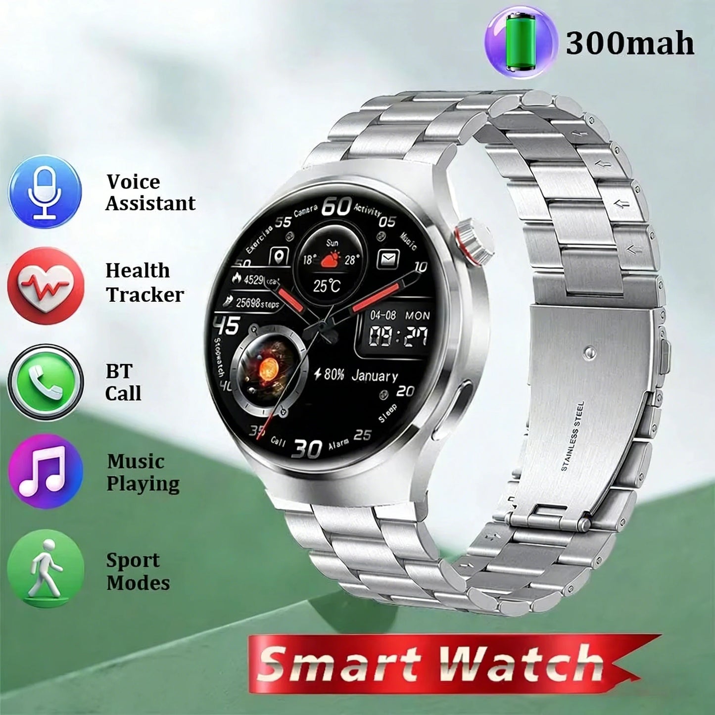 Watches pro 2026 New Men's Smartwatch High-Definition Screen Health Tracker Bluetooth Call Voice Assistant Sports Smartwatches