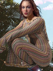 Evening Dress: Backless Flared Sleeves Maxi Women's Fashion O-neck