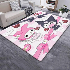 Kuromi Sanrio Lovely Carpet Rug for Living Room Bedroom Decoration Picnic Camp