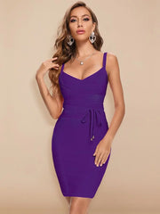 Women HL Bandage Dress V Neck Spaghetti Strap Party Dresses Lady Bodycon Dresses