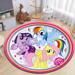 My Little Pony Printed Round Carpet for Living Room Rugs Camping Picnic Mats Flannel