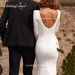 White Bridesmaid Dresses: Mermaid White Wedding Dress Satin Backless