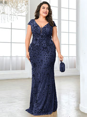 Evening Dresses: Plus Size Elegant Blue Evening Dress For Women