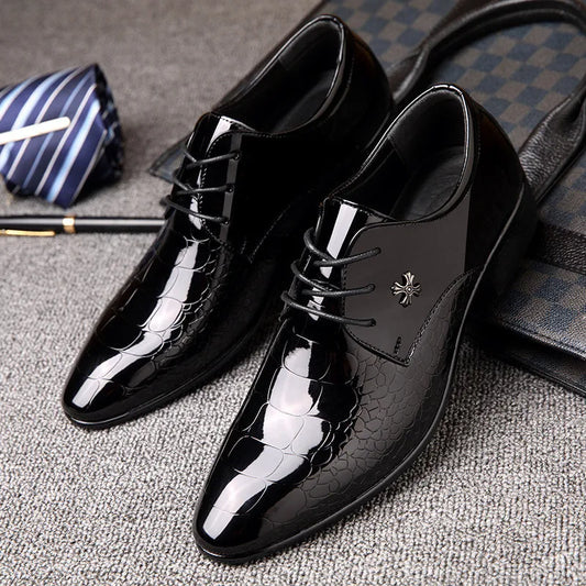 Social Shoe for Men Patent Leather Wedding Shoe Pointed Toe Business Formal