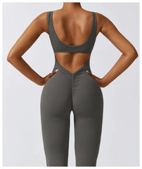 Women Jumpsuits One-Piece Yoga Suit Dance Belly Tightening Fitness Workout Set