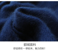 Women Cardigan Large Size Warm Pure Mink Cashmere Sweaters O-neck Loose Coat