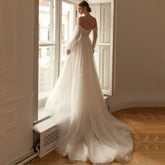 White Bridesmaid Dresses: Wedding Dress Lantern Sleeve Lace Appliques Modern