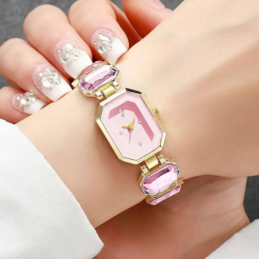 Elegant Women Watches Fashion Rectangle Dial Quartz Wrist Watches Girls Clock Reloj Hombre(Without Box)