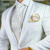 Luxury White Jacquard Men's Suit Jacket High-quality Male Formal Occasions