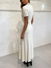 TARUXY Knitted Rib Slim Maxi Dresses For Women High Waist Casual Loose Dress