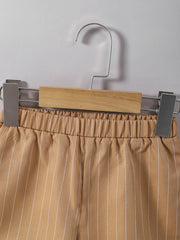 Middle East 2Pcs boys' clothing summer stand up collar button up short sleeved shirt and striped short sleeved casual versatile