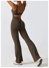 Women Jumpsuits One-Piece Yoga Suit Dance Belly Tightening Fitness Workout Set
