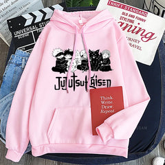 Anime Jujutsu Kaisen Hoodie Kawaii Gojo Satoru Graphic Hoodie Autumn Winter Plus Size