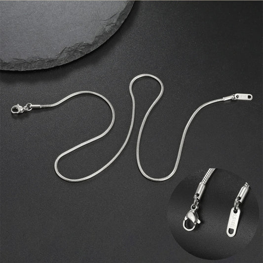 My Shape Round Snake Chain Necklace for Women Men Stainless Steel Link Chain 0.9mm 1.2mm 2mm Chains Choker Fashion Jewelry Gifts