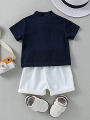 2PCS Infant Baby Boy Clothes Set White Short Sleeves T-shirt Shorts Summer Daily Casual Outfit for Toddler Suits