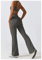 Women Jumpsuits One-Piece Yoga Suit Dance Belly Tightening Fitness Workout Set