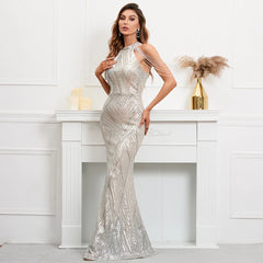 Homecoming Dresses: Off Shoulder Silver Sequin Evening Dress Women Party Maxi Dress