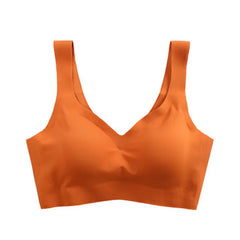 Women Seamless Ice Silk Bra Removable Chest Pad Lifting Bralette Underwear
