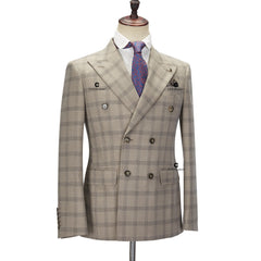 Tuxedo for Mens: Plaid Suits for Men Tailor-Made Slim Fit 3 Piece Set Blazer Pants