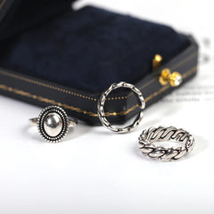 925 Sterling Silver Rings Couples Accessories INS Fashion Vintage Twist Design Round