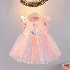 Girls Clothes Summer Flying Sleeve Kids Dress Party Baby Dresses