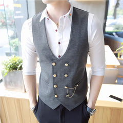 Tuxedo for Mens: Men's Double Breasted Vest Spring Slim Sleeveless Formal Suit