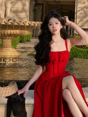 Evening Dresses: White Strap Midi Dress Casual Evening Party Dress Women