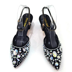 Matching Shoes and Bags: Lace Elegant High Heels Pointed-Toe Nigeria Ladies Shoes