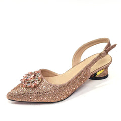 Matching Shoes and Bags: Italian Women Shoes Matching Bag in Champagne Color