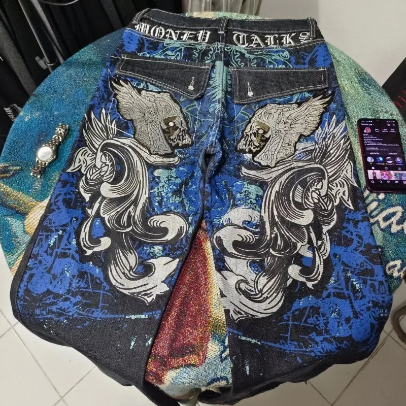 Y2K American Stitching Multi-pocket Heavy Washing Baggy Jeans