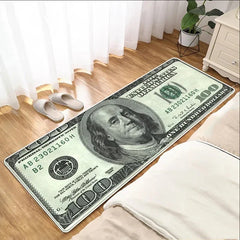 Black Gold 100 Dollar Bill Money Kitchen Floor Mat Home Entrance Doormat Corridor