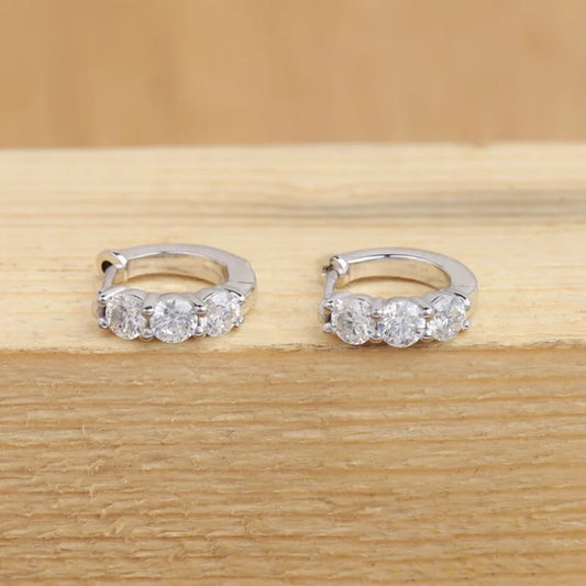 IOGOU 925 Sterling Silver D/VVS1 Moissanite Hoop Earrings for Women 0.9cttw Diamond Round Earrings Classic Wedding Party Gift