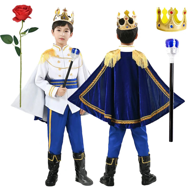 Halloween Carnival Kids Cosplay King Costume Fairy Prince Children Stage Performance Masquerade Festival Boys Clothing Set