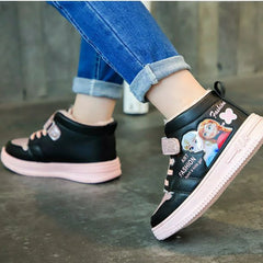 Disney Children Winter Ankle Snow Boots Cartoon Princess Elsa Frozen Pink Casual Shoes