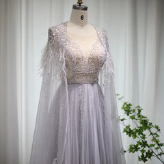 Homecoming Dresses: Evening Dresses with Feather Cape Shawl Arabic Formal