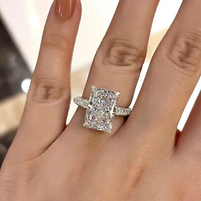 Huitan Simple and Elegant Rectangle Cut CZ Rings for Women Luxury Engagement