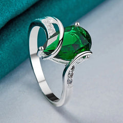 925 Sterling Silver Water Drop Turquoise 7-10# Ring For Women Wedding
