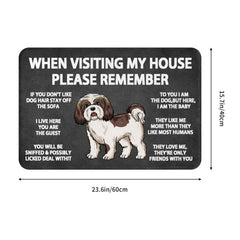 Please Remember Shih Tzu Dogs House Rules Entrance Doormat Decor Kitchen Welcome